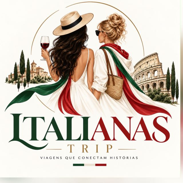 Identidade visual Italianas Trip em moldura orgânica suave